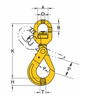 2.0 tonne swivel hook c/w self-locking latch