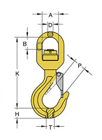 8.0 tonne swivel hook c/w safety latch