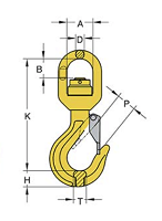 2.0 tonne swivel hook c/w safety latch